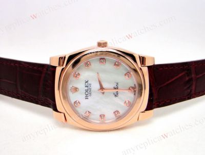 Rolex Cellini Rose Gold White MOP Ladies Watch